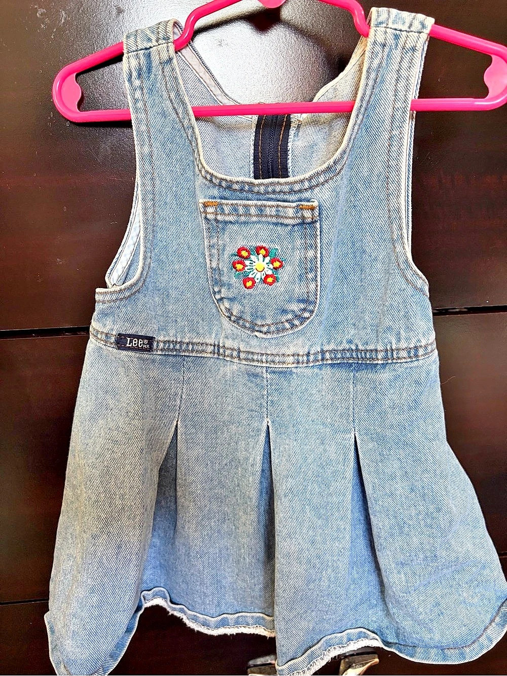 Vintage Lee toddler Girls Blue Denim Jumper Dress